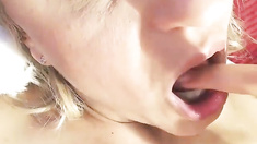 Blonde Babe fingering her wet pussy