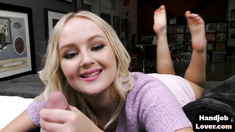 POV handjob babe trying on underwear before tugging