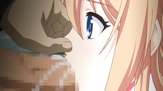 Roped busty anime coed sucking bigcock