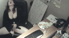Naughty office young enjoys solo masturbation