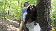 Cheating black bride gets creampie at the forest