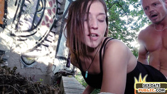 Cute amateur babe public fucked outdoor by blind sex date