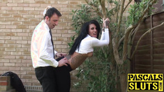 Inked sub Louise Kay ripped and penetrated in backyard