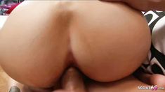 Skinny Blonde Girl talk to First Time POV Amateur Porn Sex by Big Penis Classmate Boy