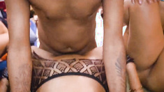 Four sisters-in-law came to visit the house and they had hardcore gangbang sex