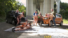 Eden Ivy and Mina K lead group sex frenzy after fake taxi explosion
