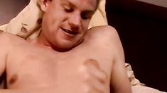 JoeSchmoeXXX.com - Blond amateur eagerly jacks off his solid shaft and cums with satisfaction