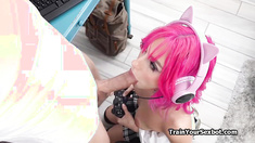 Big pecker for hot gamer sexbots pretty mouth