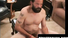 Hung bearded daddy harshly pumps his thick johnson