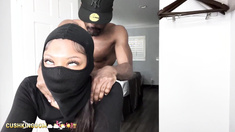 pretty booty chick fucks herself and log then gets fuck