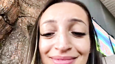 Sensual Latina with Tattoos Teases in Tight Brown Dress Live