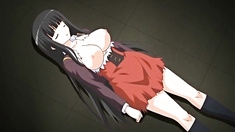 Busty hentai coed sucking monster cock